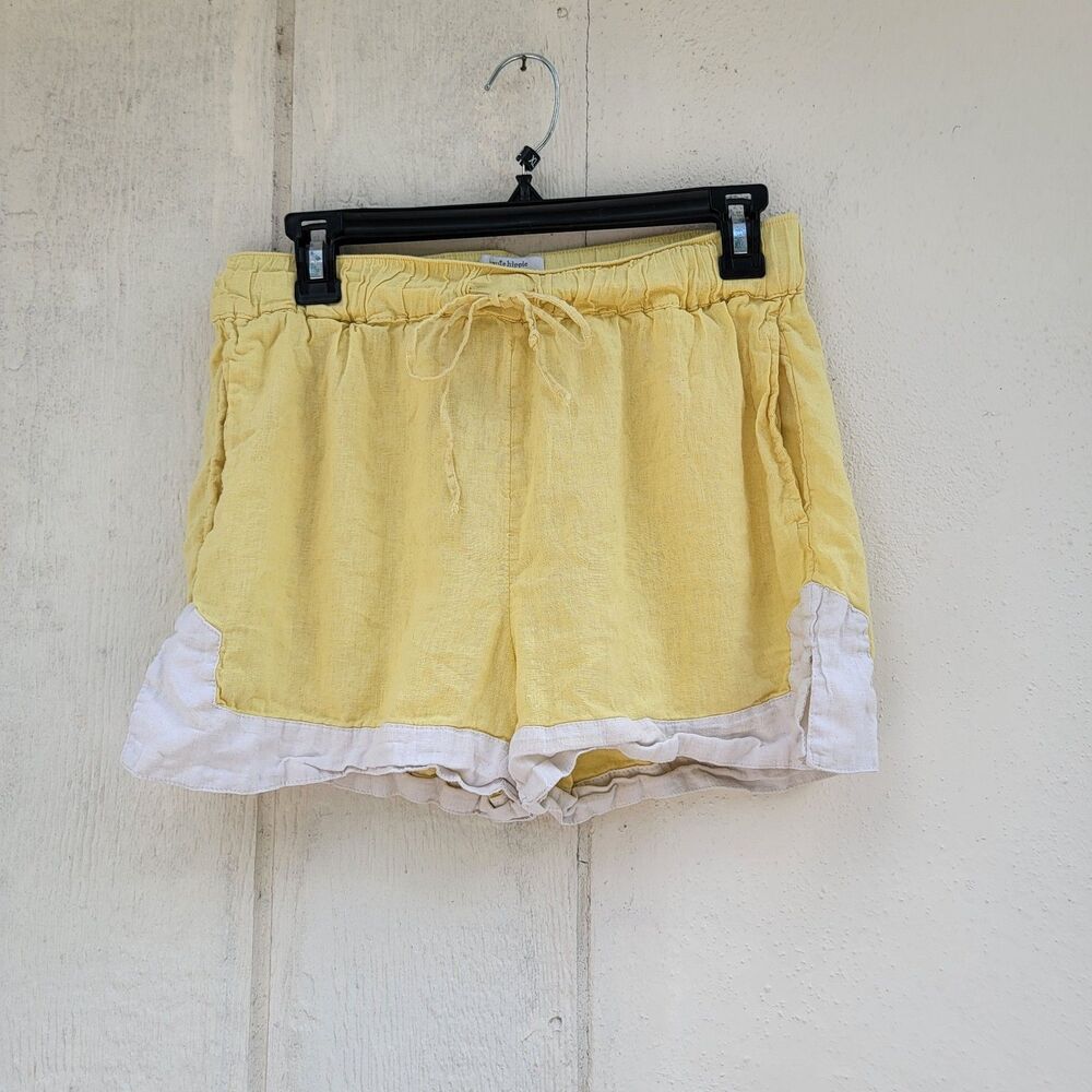 Haute Hippie linen blend shorts yellow sz M